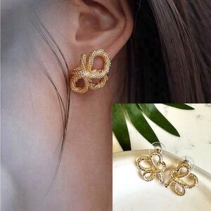 2/$30🌵 Gold Knot Earrings Metal Rope Loop Boho Dainty Stud Jewelry Gift NEW